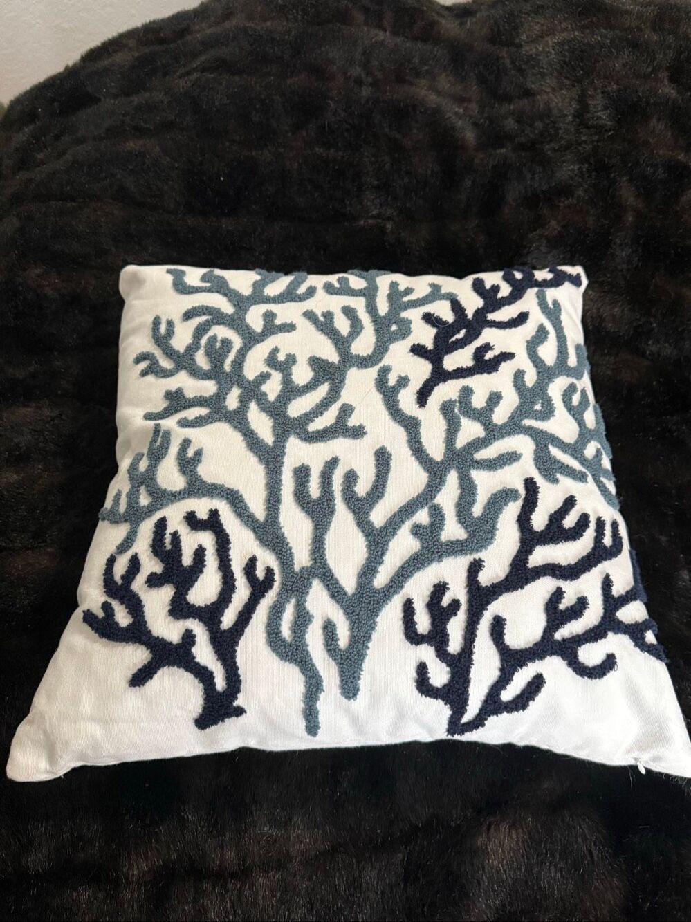 Harbor House Beach House Cotton 18-inch Throw Pillow Embroidered Coral
